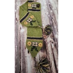 Peruvian Trading Company Scarf Handmade 100% Virgin Acrylic Green Soft Cozy Boho